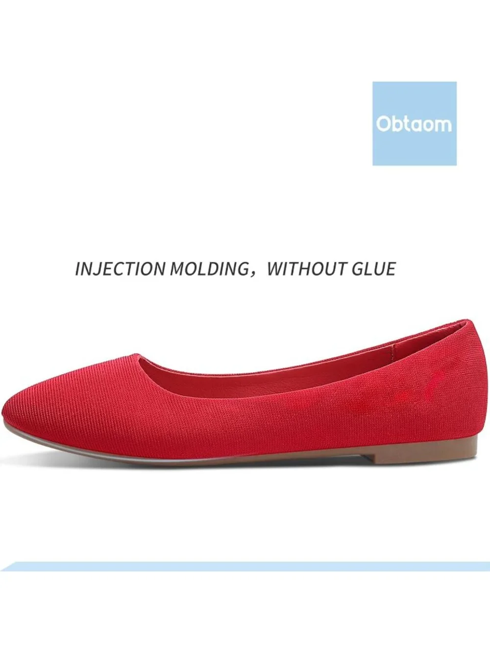 Women's Dark Red Textile Round Toe Flat Shoes Slip on Dress Comfortable